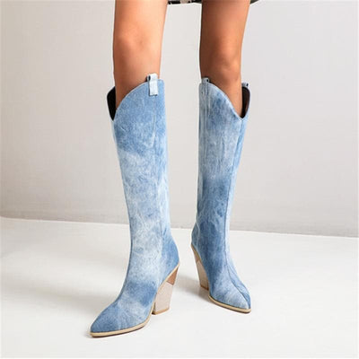 bohochicclothing CHUNKY HIGH KNEE BOOTS boho  chic clothing 