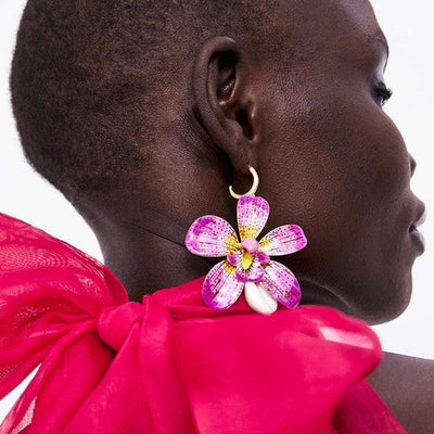 Boho Crystal Flower Earrings - Boho Chic Clothing 