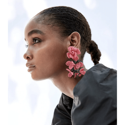 Rose Beaded Earrings - Boho Chic Clothing 