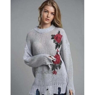 Hand Hook Embroidered Sweater - Boho Chic Clothing 