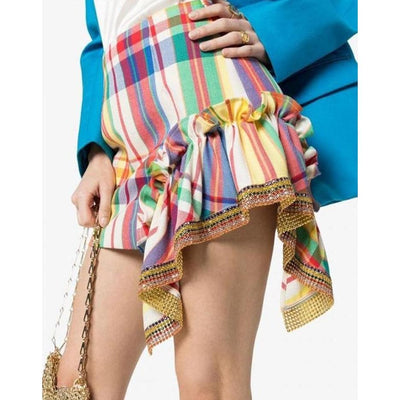 bohochicclothing Skirts MULTICOLOR LATTICE HALF-LENGTH SKIRT boho  chic clothing 