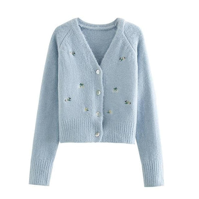 bohochicclothing Vintage flower Embroidered Knitted Cardigan boho  chic clothing 
