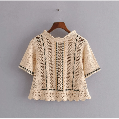 Embroidered Summer Knitted Blouse - Boho Chic Clothing 