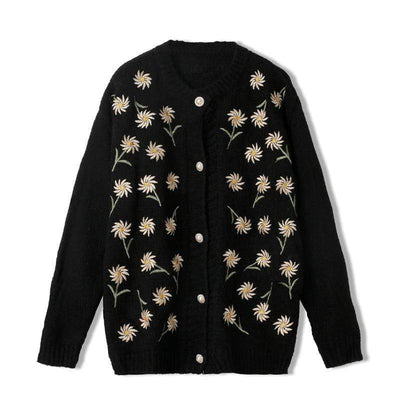 Floral Embroidered Cardigan Ladies - Boho Chic Clothing 
