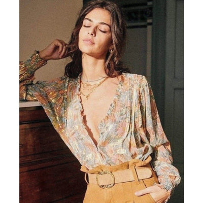 Bronzing Floral Chic Blouse - Boho Chic Clothing 