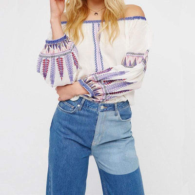 bohochicclothing Blouses & Shirts EMBROIDERY OFF SHOULDER BLOUSE boho  chic clothing 