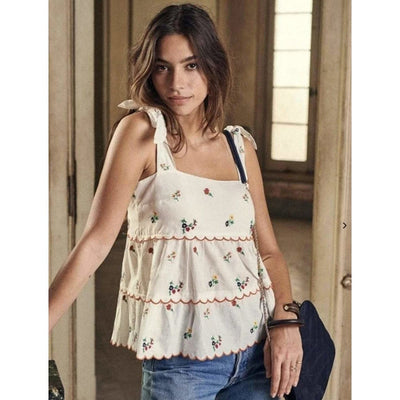 bohochicclothing Blouses & Shirts FLORAL EMBROIDERED TANK TOP boho  chic clothing 