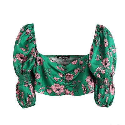 bohochicclothing Blouses & Shirts FLORAL PUFF SLEEVE TOPS boho  chic clothing 