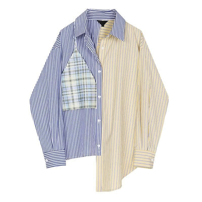 Striped Lapel Shirt - Boho Chic Clothing 