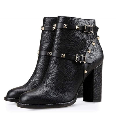 bohochicclothing BUCKLE RIVET WINTER ANKLE BOOTS boho  chic clothing 
