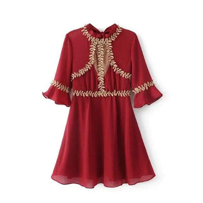 bohochicclothing Dresses EMBROIDERED LEAVES DRESS boho  chic clothing 