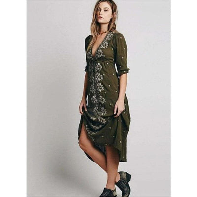 bohochicclothing Dresses FLORAL EMBROIDERY LONG DRESS boho  chic clothing 