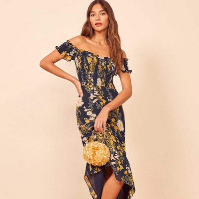 bohochicclothing Dresses FLORAL PRINTED MIDI DRESS boho  chic clothing 