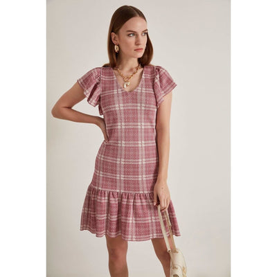 bohochicclothing Dresses Plaid Pattern Knitwear Dress boho  chic clothing 