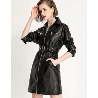 bohochicclothing Dresses VINTAGE LEATHER DRESS WITH POCKETS boho  chic clothing 