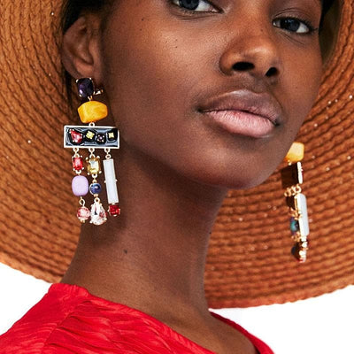 Crystal Tassel Earrings - Boho Chic Clothing 