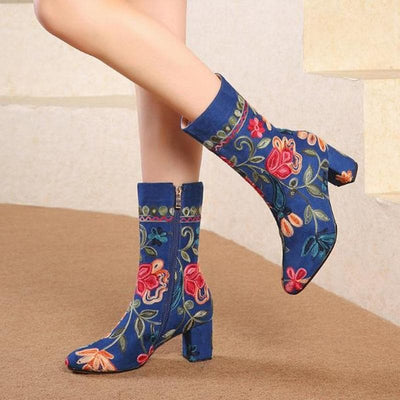 bohochicclothing EMBROIDERED VELVET WINTER BOOTS boho  chic clothing 