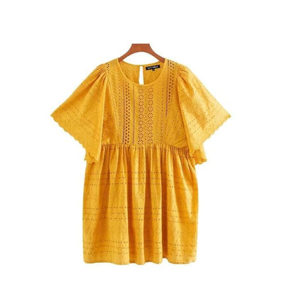 bohochicclothing Embroidery Ruffled Mini Dress boho  chic clothing 