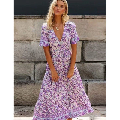 bohochicclothing FLORAL PRINTED MAXI DRESS boho  chic clothing 