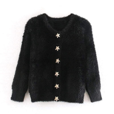 bohochicclothing Jackets MOHAIR BUTTON DECORATION SWEATER boho  chic clothing 