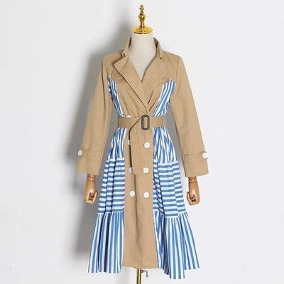 bohochicclothing Jackets PATCHWORK STRIPED TRENCH COAT boho  chic clothing 