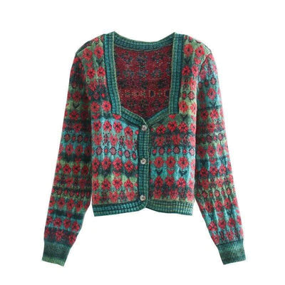bohochicclothing Jackets SQUARE COLLAR KNITTED SWEATER boho  chic clothing 