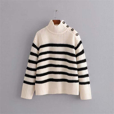 bohochicclothing Jackets STRIPED KNIT LOOSE SWEATER boho  chic clothing 