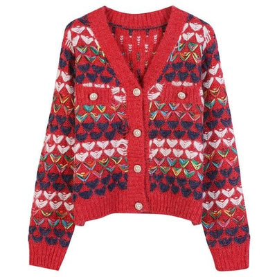 Love Embroidered Knitted Cardigan - Boho Chic Clothing 
