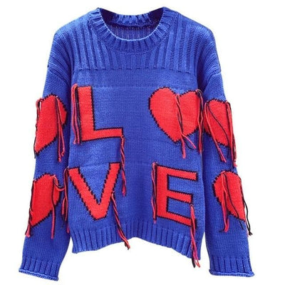 Love Embroidered Sweater - Boho Chic Clothing 