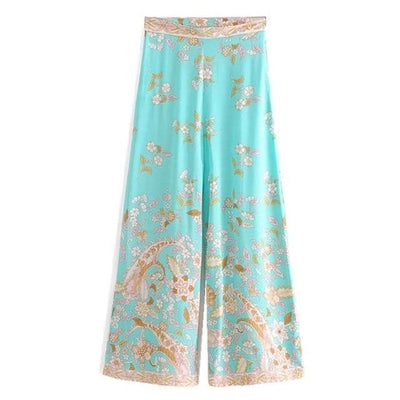 bohochicclothing Pants & Capris HIPPIE FLOWER PRINTED TROUSER boho  chic clothing 