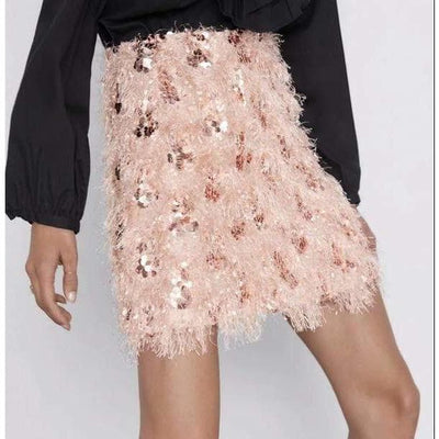 Sequin Skirt In Rose Gold